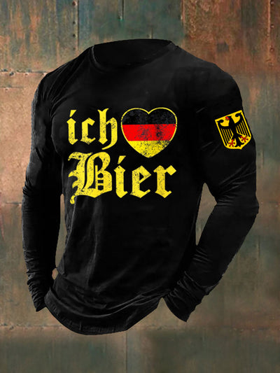 Men's Ich Bier Print Long Sleeve T-Shirt