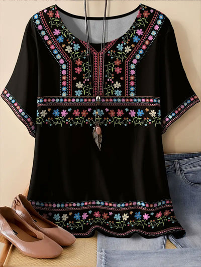 Women's Mexico Cinco De Mayo Floral Art Printed Top