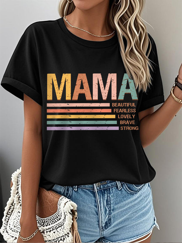 Women's MAMA Beautiful Fearless Lovely Brave Strong,Mother's Day Gift Casual Tee