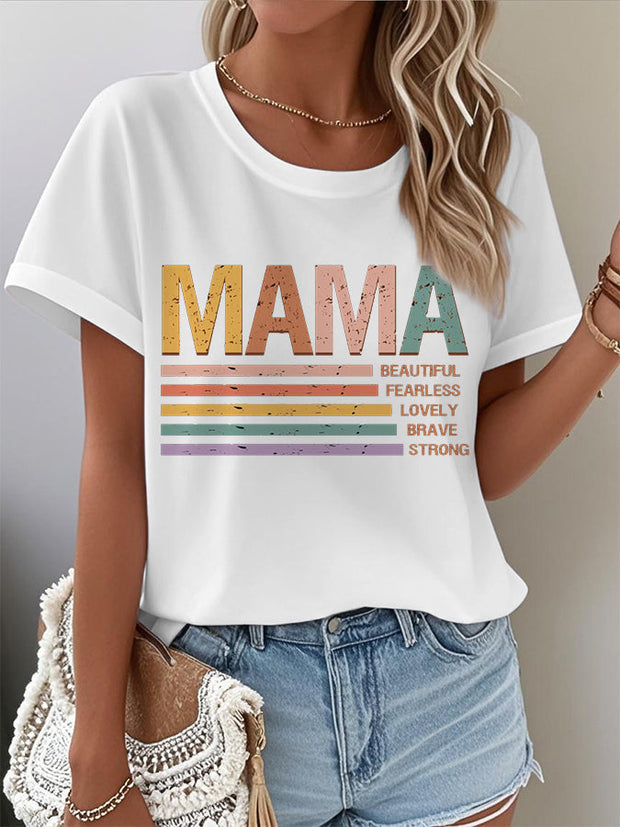 Women's MAMA Beautiful Fearless Lovely Brave Strong,Mother's Day Gift Casual Tee