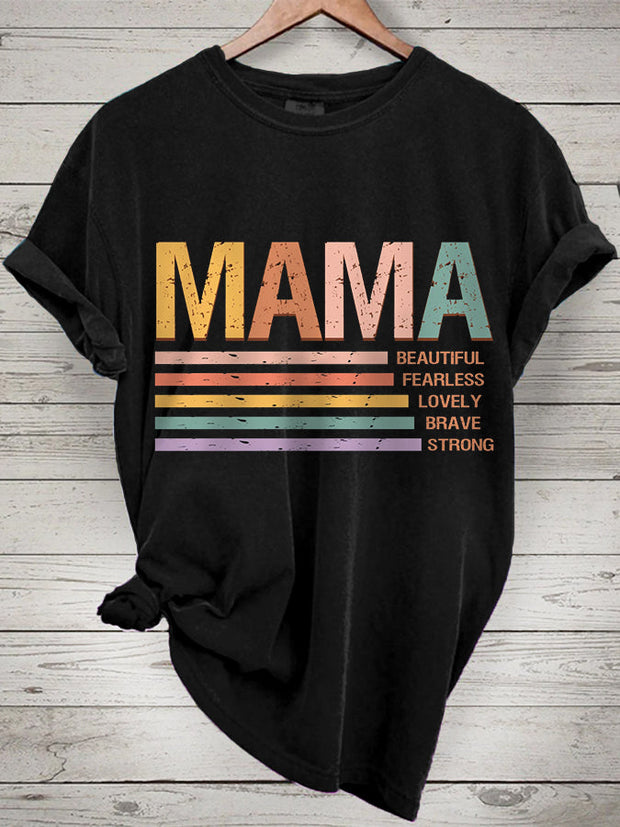 Women's MAMA Beautiful Fearless Lovely Brave Strong,Mother's Day Gift Casual Tee