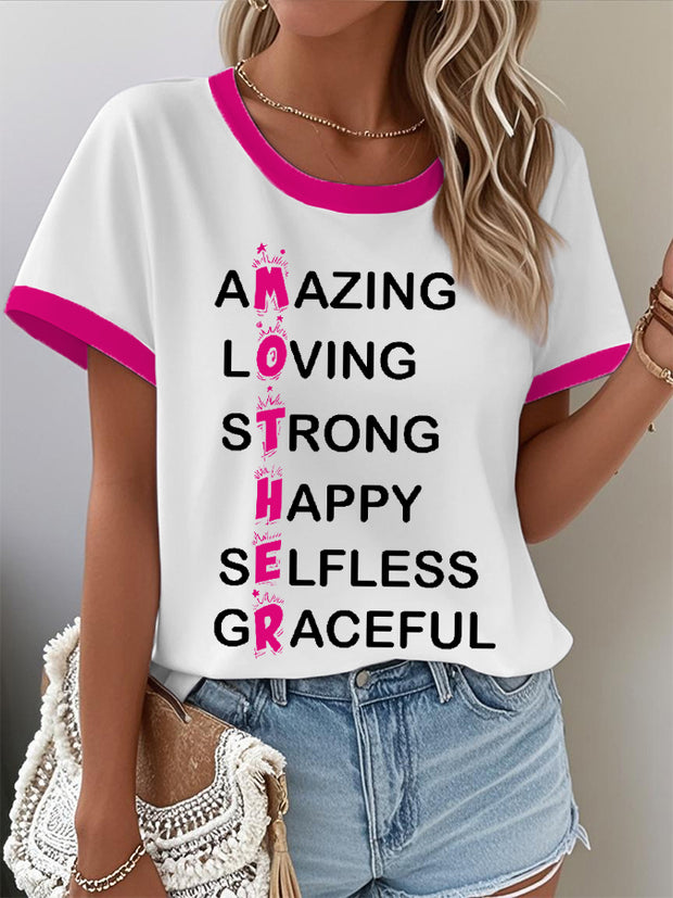 Women's Mother Amazing Loving Strong Happy Selfless Graceful,Mother's Day Gift Tee