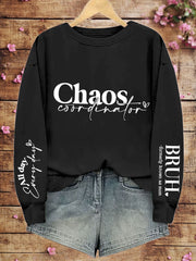 Women's Mother's Day Chaos Coordinator Bruh Mom Printed Sweatshirt