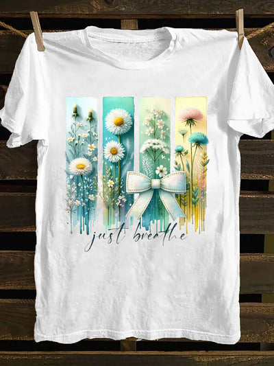 Women's Just Breathe Positivity Print T-Shirt