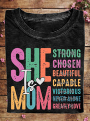 Women's Mother's Day She Is Mom Printed T-shirt