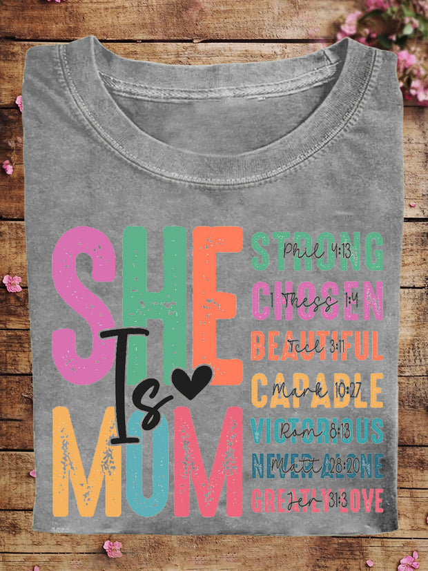 Women's Mother's Day She Is Mom Printed T-shirt