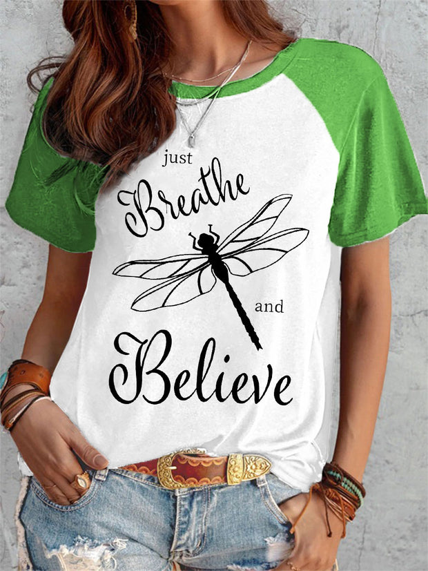 Women's Just Breathe and Believe Print T-shirt