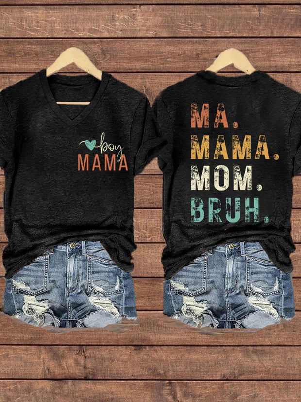 Women's Mother's Day Bruh Mom Printed T-shirt