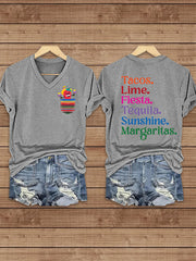 Women's Cinco De Mayo Printed V-Neck Short  Sleeve T-Shirt