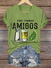 Women's Funny The Three Amigos Cinco De Mayo Casual V-Neck Tee