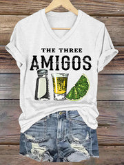 Women's Funny The Three Amigos Cinco De Mayo Casual V-Neck Tee