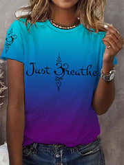 Women's Just Breathe Mental Health Matter Gradient Print Tee