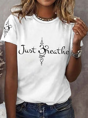 Women's Just Breathe Mental Health Matter Gradient Print Tee