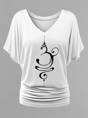 Women's Just Breathe Om Symbol Gradient Print V-Neck Top