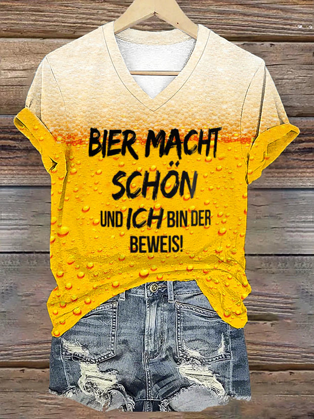 Women's German Beer Day Bier Macht Schon Und Ich Bin Der Beweis Print T-Shirt