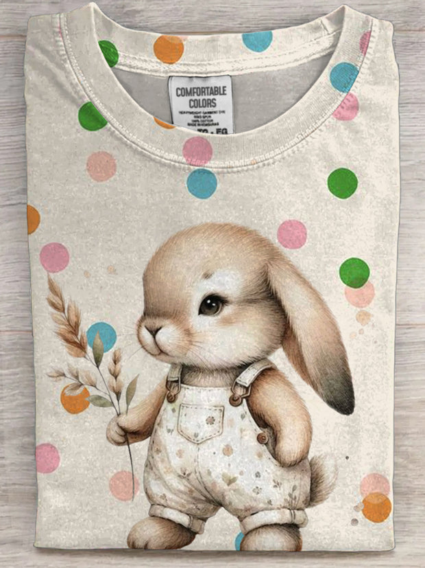 Women's Easter Bunny Printed Short Sleeve T-Shirt