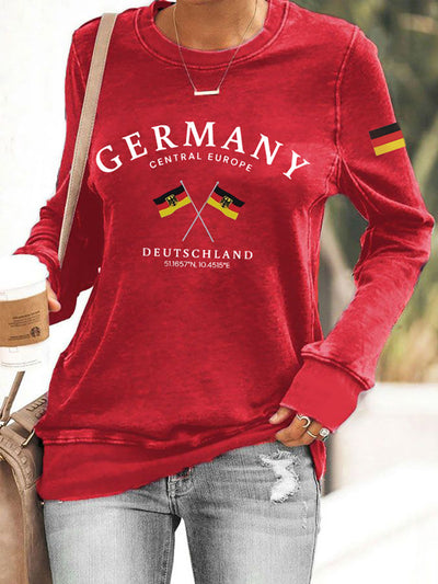 Women's Germany Printed Casual Long Sleeve Sweatshirt