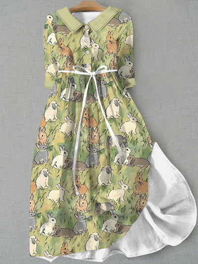 Women's Easter Bunny Print Dress