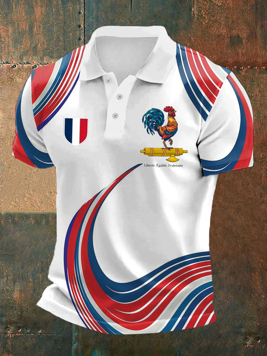 Le drapeau français des hommes conçoivent le polo à manches courtes